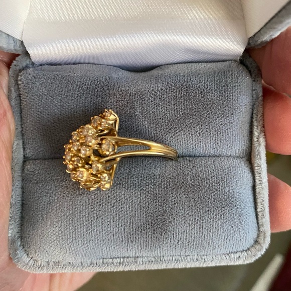 Sweetheart Gift!! Diamond Cocktail Ring 1.12 Carat, 14K Yellow Gold, Size 7 - Picture 3 of 10